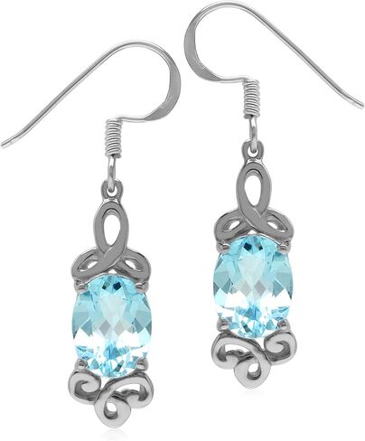 Silvershake 9x7mm Oval Shape 925 Sterling Silver Triquetra Celtic Knot Dangle Hook Earrings in Saudi Arabia
