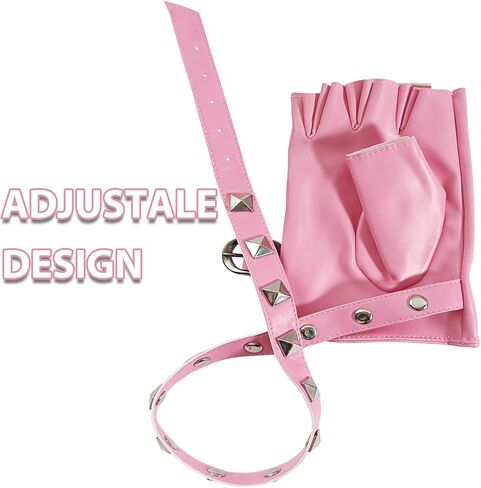 Punk Gloves Gothic Gloves Faux Leather Halloween Rivet Glove Emo Y2k Glovee Sence Accessory Motorcycle Glove in Kuwait