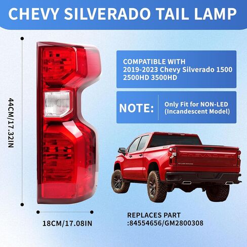 Passenger Side Tail Light Without Circuit Fit 2019 2020 2021 2022 2023 2024 Chevy Silverado 1500 2500HD 3500HD, Right Rear Brake Lamp, w/o Bulbs Harness in Saudi Arabia