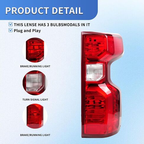 Passenger Side Tail Light Without Circuit Fit 2019 2020 2021 2022 2023 2024 Chevy Silverado 1500 2500HD 3500HD, Right Rear Brake Lamp, w/o Bulbs Harness in Saudi Arabia