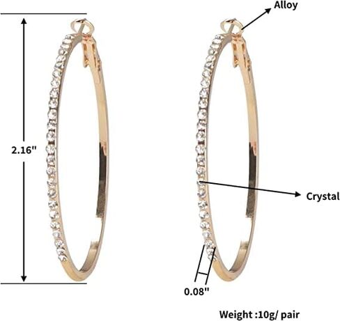 3 Pairs 50mm Large Hoop Earrings for Women, 6pcs Big Thick Hoop with Cubic Zirconia, Gold, Silver, Rose Gold in Saudi Arabia