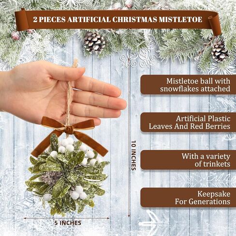 Wettarn Christmas Mistletoe Kissing Ball Ornament Ribbon Christmas Mistletoe Ball with Berry Leave Hanging Mistletoe Decoration for Doorway Home Office Xmas Tree 10 Inch (Red and Black Plaid, 1) in Kuwait