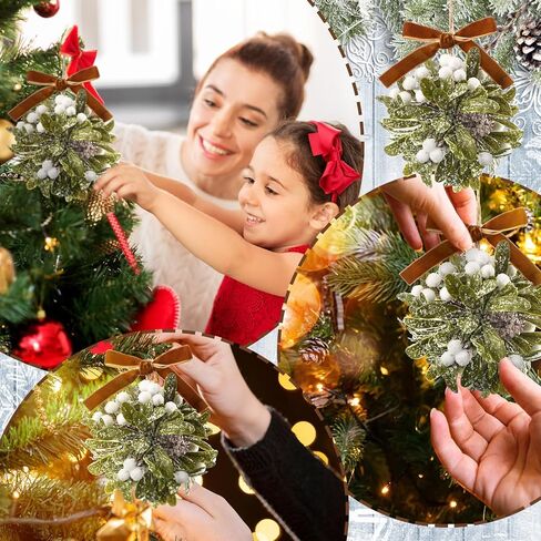 Wettarn Christmas Mistletoe Kissing Ball Ornament Ribbon Christmas Mistletoe Ball with Berry Leave Hanging Mistletoe Decoration for Doorway Home Office Xmas Tree 10 Inch (Red and Black Plaid, 1) in Kuwait