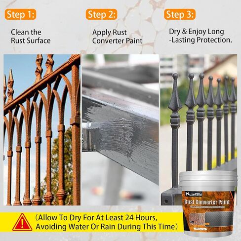 طلاء محول الصدأ باللون الرمادي 35 أونصة - طلاء 2 في 1 مقاوم للصدأ ومعدن أساسي، طلاء مضاد للصدأ، طلاء لمنع الصدأ، معالجة صدأ السيارة، مانع صدأ معدني، مزيل صدأ للسيارات والأدوات in Kuwait