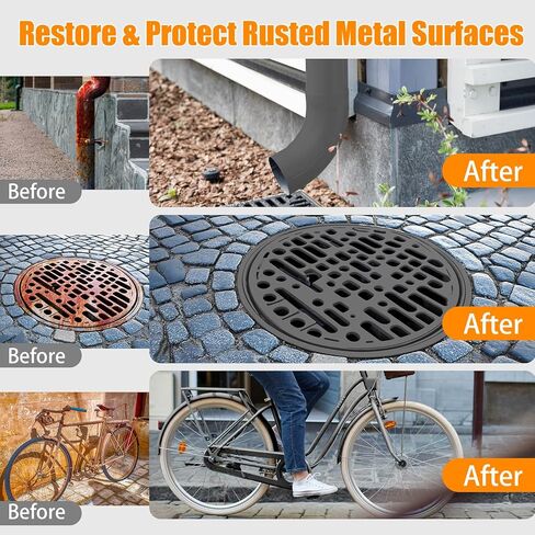 طلاء محول الصدأ باللون الرمادي 35 أونصة - طلاء 2 في 1 مقاوم للصدأ ومعدن أساسي، طلاء مضاد للصدأ، طلاء لمنع الصدأ، معالجة صدأ السيارة، مانع صدأ معدني، مزيل صدأ للسيارات والأدوات in Kuwait