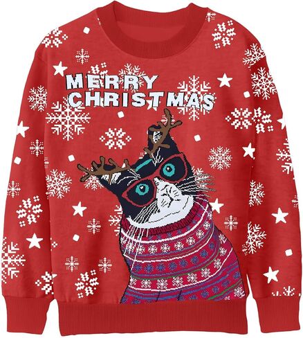 Ugly Christmas Sweatshirts for Kids Xmas Novelty Animal Print Pullover Boys Girls Holiday Long Sleeve Top 5-14 Years in Kuwait