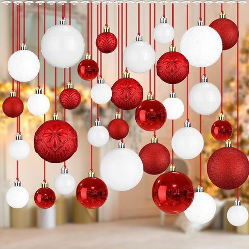 36 Pcs Christmas Hanging Balls Ornaments for Ceiling, Shatterproof Christmas Balls, Hanging Ceiling Xmas Ball for Xmas Tree Holiday Party Indoor Decorations(Red, Green, Gold) in Kuwait