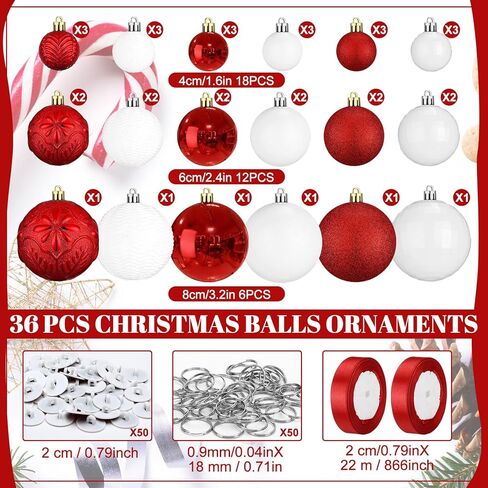 36 Pcs Christmas Hanging Balls Ornaments for Ceiling, Shatterproof Christmas Balls, Hanging Ceiling Xmas Ball for Xmas Tree Holiday Party Indoor Decorations(Red, Green, Gold) in Kuwait