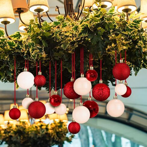 36 Pcs Christmas Hanging Balls Ornaments for Ceiling, Shatterproof Christmas Balls, Hanging Ceiling Xmas Ball for Xmas Tree Holiday Party Indoor Decorations(Red, Green, Gold) in Kuwait