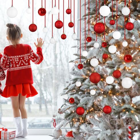 36 Pcs Christmas Hanging Balls Ornaments for Ceiling, Shatterproof Christmas Balls, Hanging Ceiling Xmas Ball for Xmas Tree Holiday Party Indoor Decorations(Red, Green, Gold) in Kuwait