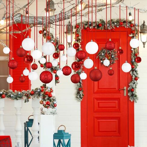 36 Pcs Christmas Hanging Balls Ornaments for Ceiling, Shatterproof Christmas Balls, Hanging Ceiling Xmas Ball for Xmas Tree Holiday Party Indoor Decorations(Red, Green, Gold) in Kuwait