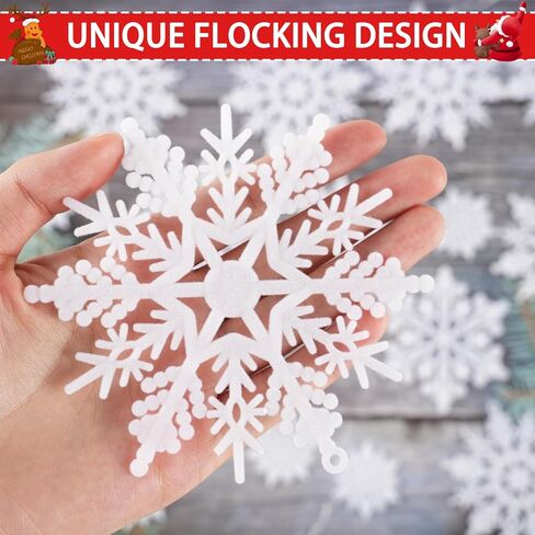 36 قطعة من زخارف ندفة الثلج المخملية لعيد الميلاد ورقائق الثلج المتدفقة لتزيين شجرة عيد الميلاد في فصل الشتاء وعجائب فروزن وحفلات أعياد الميلاد وديكور المنزل ورقاقات الثلج باللون الأبيض in Kuwait