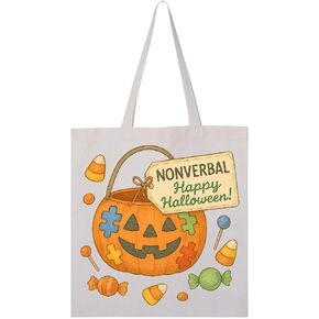 inktastic Halloween Autism Awareness Nonverbal Happy Halloween Tote Bag in Saudi Arabia