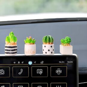Mini Succulent Car Decor - Resin Pottery Planters for Dashboard, Rearview Mirror & Center Screen, Unbreakable Cute Car Accessories Gift in Kuwait