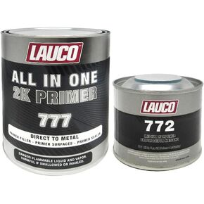 LAUCO All-In-One Direct-to-Metal (DTM) 2K Urethane Primer Surfacer Kit (Gray, 1 Gallon) with Medium Hardener/Activator (1 Quart) – High Build Filler/Sealer (4:1 Mix) in Kuwait