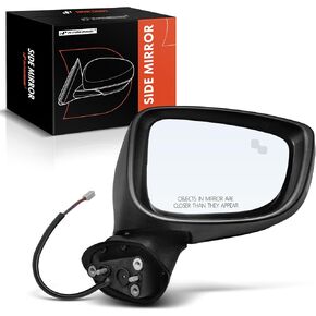 A-Premium Passenger Side Power Door Mirror - Compatible with Mazda 3 2014 2015 2016 - Heated Manual Folding Black Outside Rear View Mirror w/Turn Signal and Blind Spot Detection in Kuwait