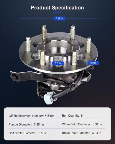 ECCPP 2pcs Front Wheel Hub Bearing Assembly 515104 for Chevrolet Colorado 2004-2008 2WD, Z85 CHASSIS,for GMC Canyon 2004-2005 2WD, Z85 SL, Z85 SLE,for GMC Canyon 2006-2008 2WD, Z85 W/ABS in Saudi Arabia