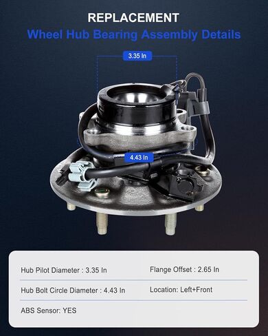 ECCPP 2pcs Front Wheel Hub Bearing Assembly 515104 for Chevrolet Colorado 2004-2008 2WD, Z85 CHASSIS,for GMC Canyon 2004-2005 2WD, Z85 SL, Z85 SLE,for GMC Canyon 2006-2008 2WD, Z85 W/ABS in Saudi Arabia