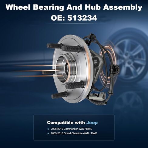 زوج 513234 مجموعة محور العجلة الأمامية مناسبة لـ 2006 2007 2008 2009 2010 Commander 4WD / RWD، 2005-2010 Grand Cherokee 4WD / RWD مع 5 عروة وABS WE61159 BR930634 in Kuwait