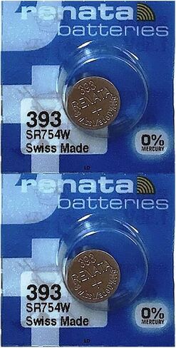 Renata 393 SR754W Batteries - 1.55V Silver Oxide 393 Watch Battery (2 Count) in Kuwait