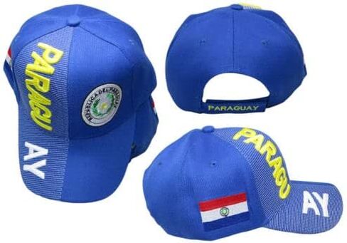 Paraguay Country Yellow White Letters Crest Patch On Side Embroidered Hat Cap in Saudi Arabia