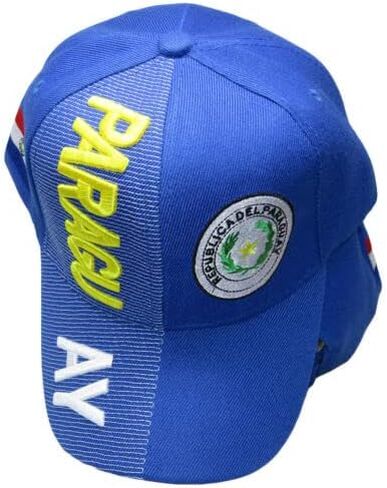 Paraguay Country Yellow White Letters Crest Patch On Side Embroidered Hat Cap in Saudi Arabia
