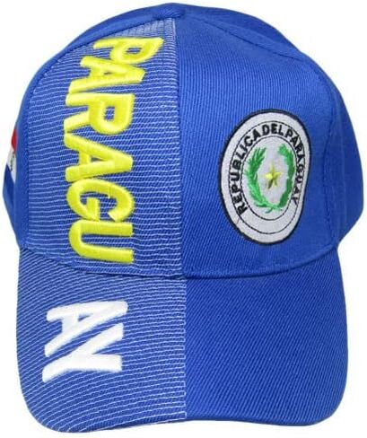 Paraguay Country Yellow White Letters Crest Patch On Side Embroidered Hat Cap in Saudi Arabia