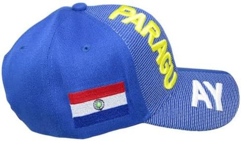 Paraguay Country Yellow White Letters Crest Patch On Side Embroidered Hat Cap in Saudi Arabia