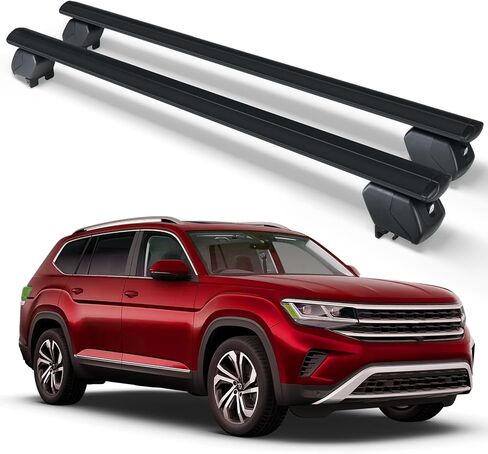قضبان متقاطعة من oof للخدمة الشاقة 300 رطل متوافقة مع 2017-2025 Volkswagen VW Atlas مع قضبان جانبية، قضبان متقاطعة قابلة للتعديل وقابلة للقفل لحمل الأمتعة على السطح in Saudi Arabia