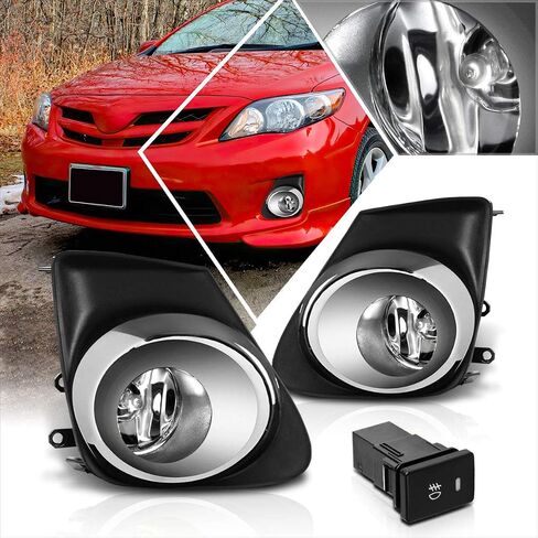 Front Bumper Fog Lights+Bezel+Switch Compatible with 11-13 Toyota Corolla,Amber Lens in Saudi Arabia