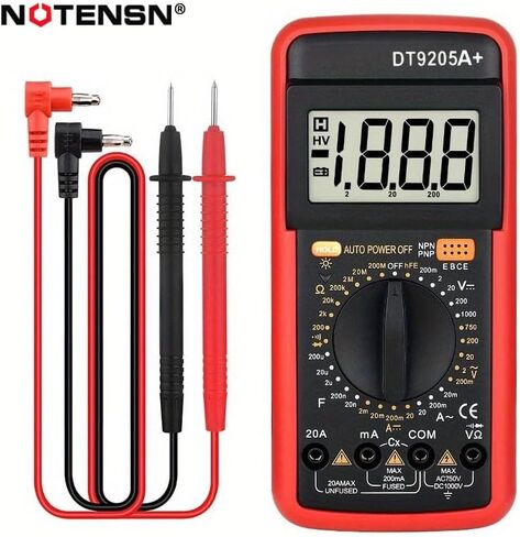 DT9205A+ Digital Multimeter, 1000V True RMS Auto-Ranging Voltmeter, Professional Electrician Tools with Temperature/Diode/Continuity Test, Anti-Burn & Full Protection for Home/Car/Industrial Use in Saudi Arabia