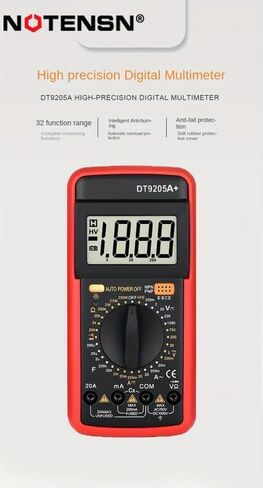 DT9205A+ Digital Multimeter, 1000V True RMS Auto-Ranging Voltmeter, Professional Electrician Tools with Temperature/Diode/Continuity Test, Anti-Burn & Full Protection for Home/Car/Industrial Use in Saudi Arabia