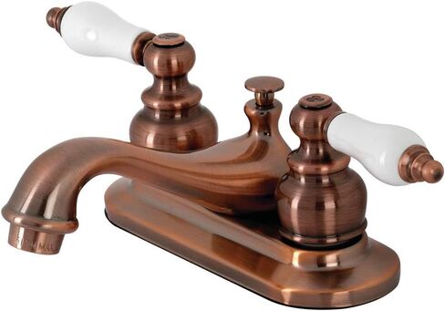 Kingston Brass KB601PL Restoration 4-Inch Centerset Lavatory Faucet with Porcelain Lever Handle, Polished Chrome in Saudi Arabia