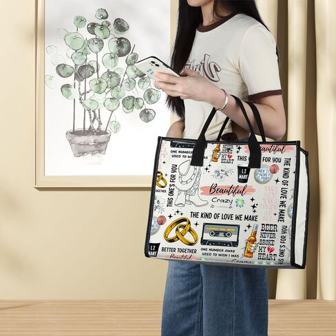 BWWKTOP Country Singer Canvas Tote Bag Music Album Gifts Country Music Shoulder Bag For Singer Fans (Combs Bg) in Saudi Arabia