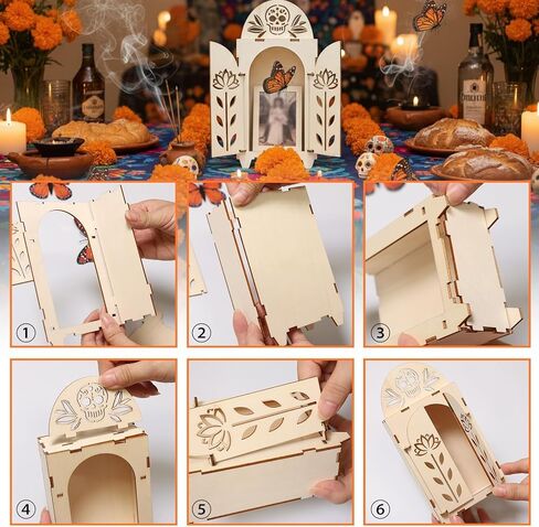 ديكور Dia De Los Muertos، يوم خشبي للمذبح الميت - صندوق ظل صغير Ofrenda، Papel Picado لديكورات Dia De Los Muertos in Saudi Arabia