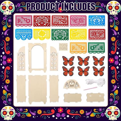 ديكور Dia De Los Muertos، يوم خشبي للمذبح الميت - صندوق ظل صغير Ofrenda، Papel Picado لديكورات Dia De Los Muertos in Saudi Arabia