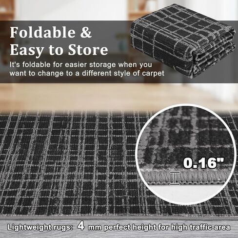 Washable 2x6 Runner Rug Modern Striped Runner Rug Stain Resistant Indoor Carpet with Non-Slip Backing Non Shedding Soft Folding Low Pile Floor Cover for Kitchen Hallway Laundry,Brown in Saudi Arabia