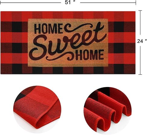 MUBIN Cotton Black and Red Plaid Rug, 3'x5' Outdoor Front Door Decor Mat, Hand-Woven Reversible Foldable Rug for Layered Door Mats Washable Carpet for Front Porch, Entryway, Farmhouse in Saudi Arabia