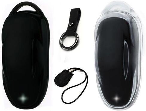 قطعتان من غطاء سلسلة المفاتيح Tesla Key Fob، شفاف أسود ناعم من مادة TPU المقاومة للسقوط والخدش متوافق مع طراز Tesla 3 / Y/ S /X (أسود شفاف وشفاف، موديل 3/Y/S) in Kuwait