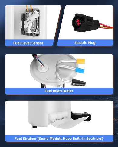 Fuel Pump Assembly w/Sending Unit Replacement for Ford E-150 E-250 E-350 Econoline 1992 1993 1994 1995 1996 L6-4.9L V8-5.0L 5.8L 7.5L OEM E2220M in Saudi Arabia