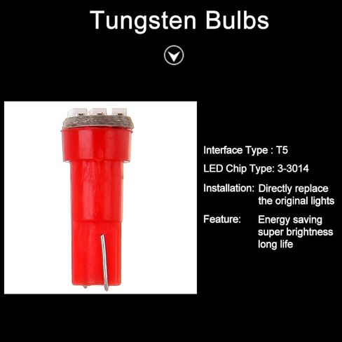 cciyu 10x Twist Socket T5 73 74 led 3-3014SMD Instrument Cluster Dash Light Bulbs Red T5 17 18 37 70 206 207 286 306 2721 Replacement fit for 2005-2011 For Toyota Matrix Camry Avalon etc in Saudi Arabia