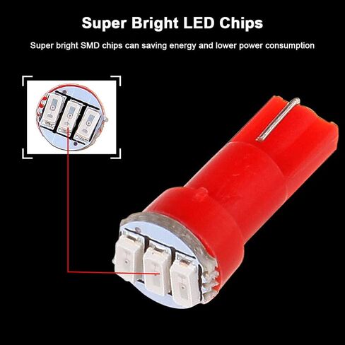 cciyu 10x Twist Socket T5 73 74 led 3-3014SMD Instrument Cluster Dash Light Bulbs Red T5 17 18 37 70 206 207 286 306 2721 Replacement fit for 2005-2011 For Toyota Matrix Camry Avalon etc in Saudi Arabia