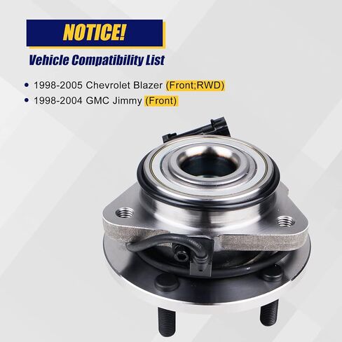 KUSATEC 513200 محامل العجلات الأمامية المكونة من قطعتين ومجموعة المحور متوافقة مع Chevy Blazer RWD، GMC Jimmy 1998 1999 2000 2001 2002 2003 2004، 5 براغي العروة مع ABS in Saudi Arabia