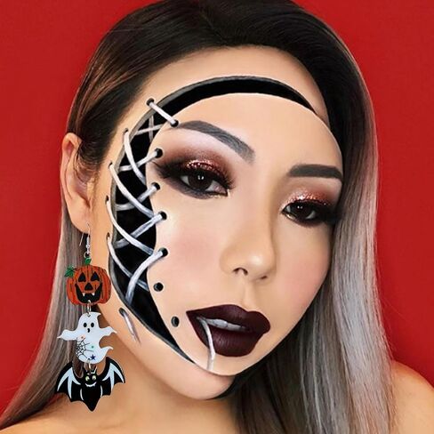 خفيفة الوزن أقراط الهالوين للنساء القوطية السوداء الجمجمة اليقطين شبح الهيكل العظمي الجمجمة BOO استرخى الرقص الهيكل العظمي أقراط الاكريليك هالوين المجوهرات in Saudi Arabia