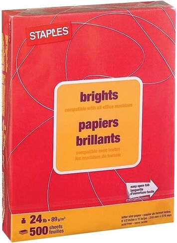 Staples 733081 Brights 24 Lb. Colored Paper Red 500/Ream in Kuwait
