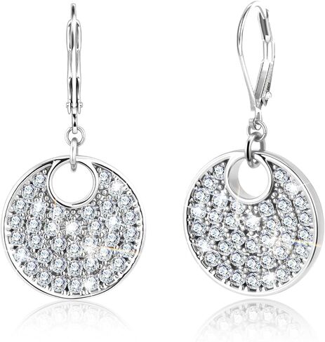 925 Sterling Silver Disc Dangle Earrings for Women Hypoallergenic Disc Drop Dangle Leverback Earrings Cubic Zirconia Sterling Silver Lightweight Circle Coin Jewelry for Women Gifts in Kuwait