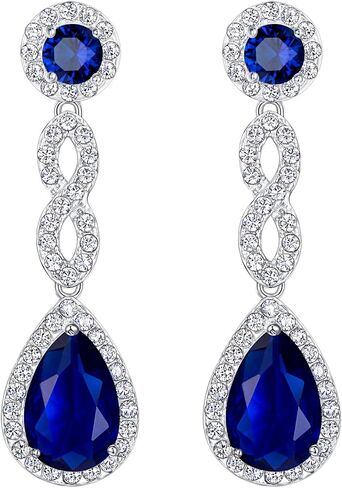 EVER FAITH Women's Cubic Zirconia 8 Shape Infinity Bridal Pierced Dangle Earrings Silver-Tone in Saudi Arabia