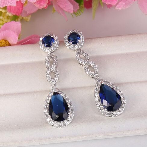 EVER FAITH Women's Cubic Zirconia 8 Shape Infinity Bridal Pierced Dangle Earrings Silver-Tone in Saudi Arabia