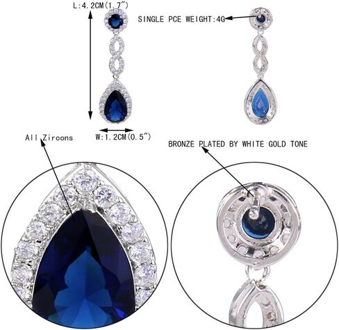 EVER FAITH Women's Cubic Zirconia 8 Shape Infinity Bridal Pierced Dangle Earrings Silver-Tone in Saudi Arabia