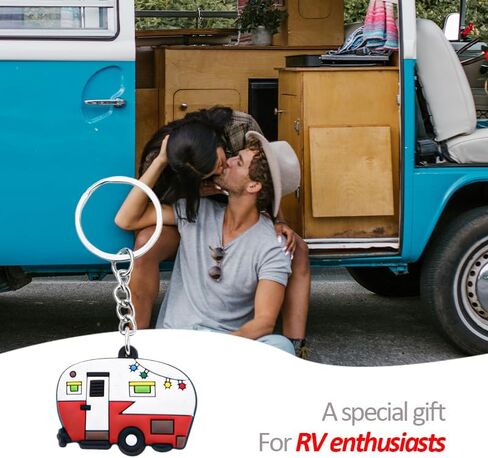مجموعة سلسلة مفاتيح التخييم هدايا للرجال والنساء Happy RV Camper Keyring ملحقات التخييم لحقيبة المفاتيح الساحرة RV Campers التخييم مقطورة الأصدقاء الأزواج هدايا عيد الميلاد للزوجين سلاسل مفاتيح RV in Kuwait